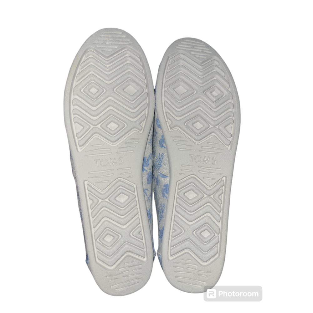 Women's TOMS Sea Graphic Alpargata Shoes Size 8.5 White Blue - Picture 4 of 6